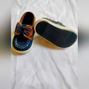 NWOT 1-3M Baby Sperry Top Sider Slipon Boat Shoes Navy and Brown